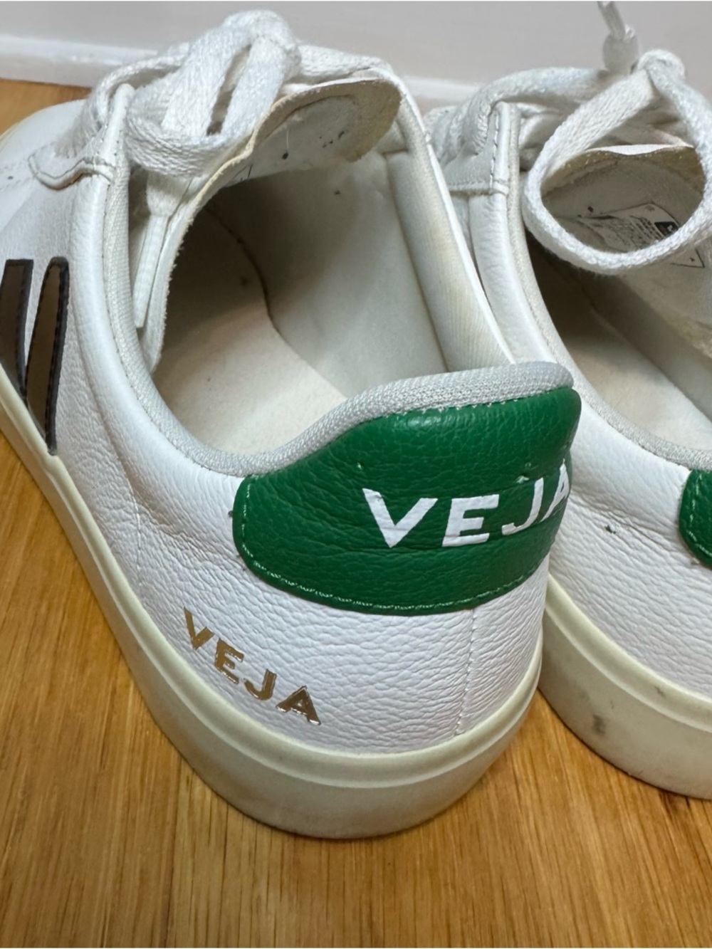 Veja Campo Leather Sneakers - White Black Emeraude Green - Women’s 7 / EU 38 - Picture 8 of 14
